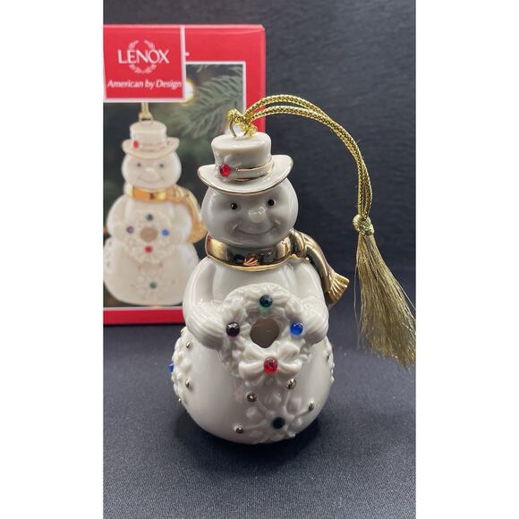 Lenox Holiday Gems Snowman Ornament Loaded with Multicolor Gems. New in Box. - Picture 1 of 8